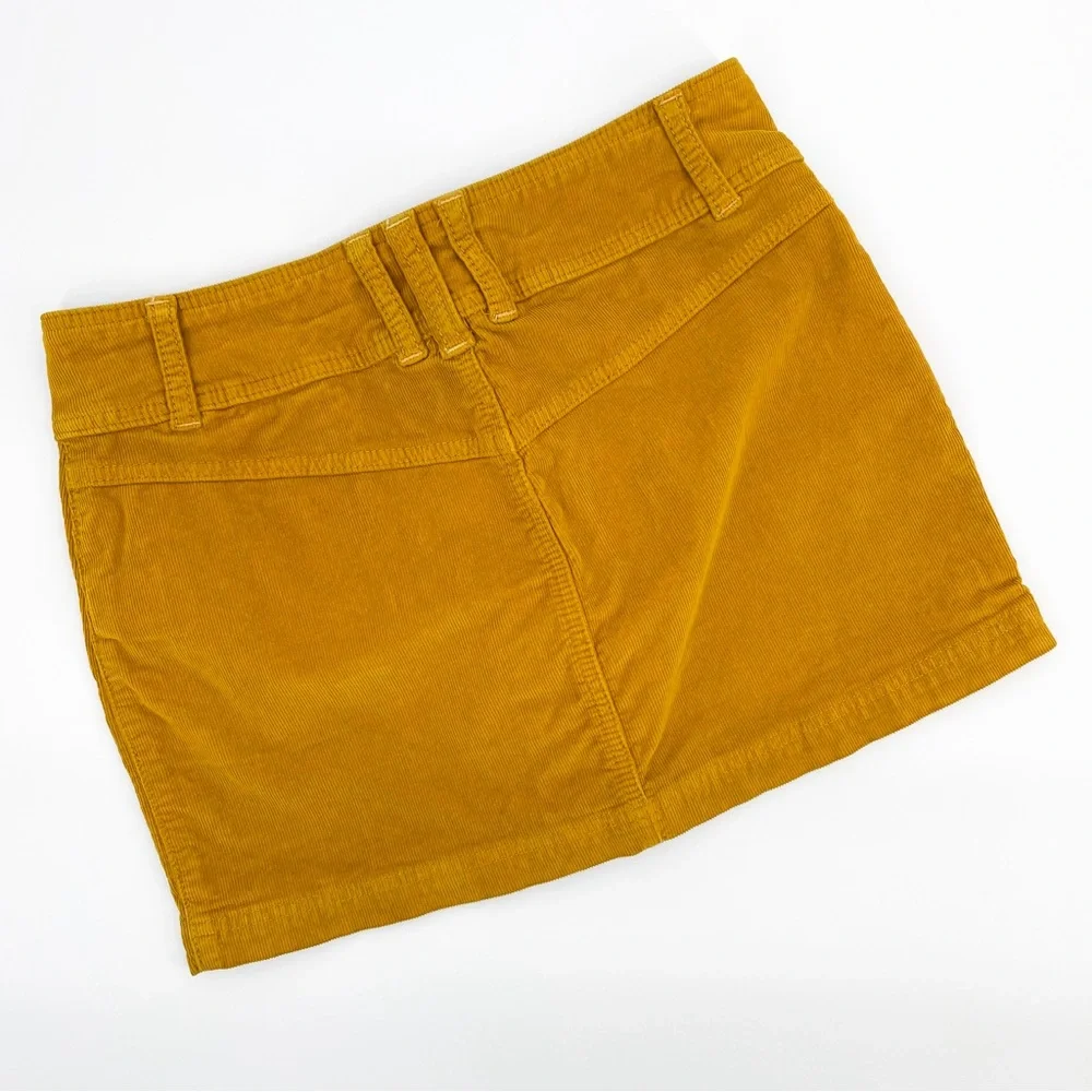 We The Free Joanie Mustard Corduroy Button Down Mini Skirt Size 25 - Picture 6 of 9